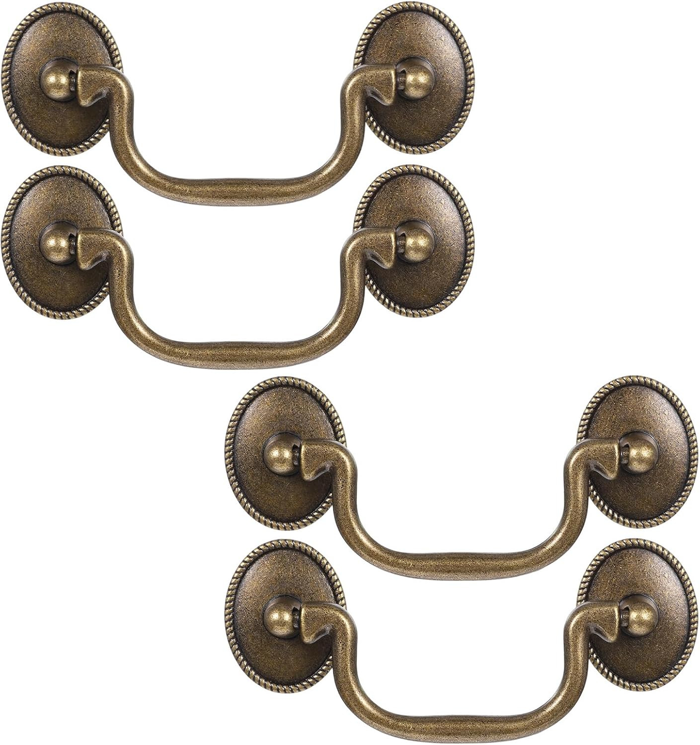 4Pcs Antique Bronze Drop Bail Handles Vintage Dresser Cabinet Drawer Pulls 3.3″