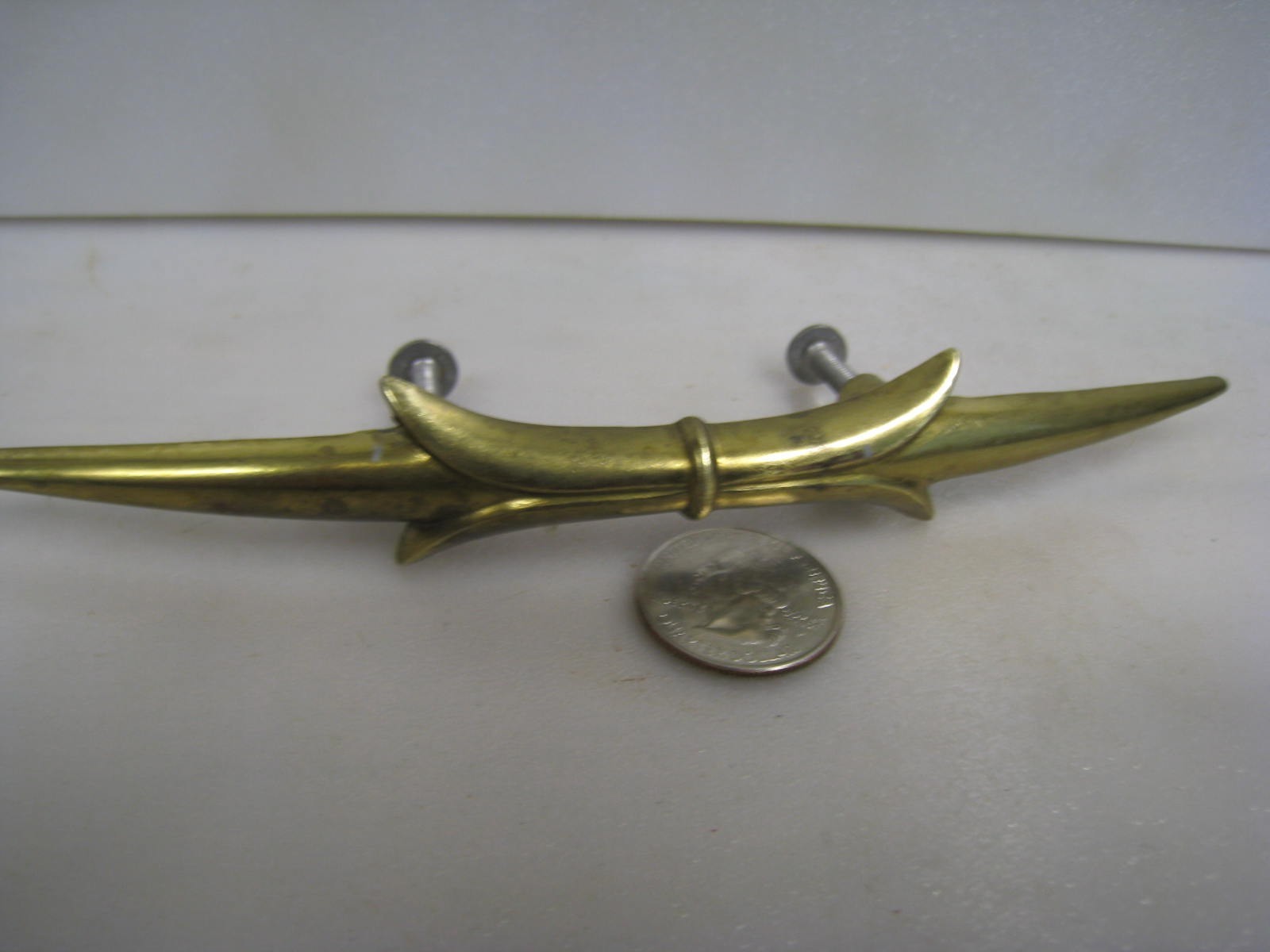 VINTAGE MID CENURY ORNATE BRASS 7″ DRAWER PULL HARDWARE DOOR HANDLES DRAWER
