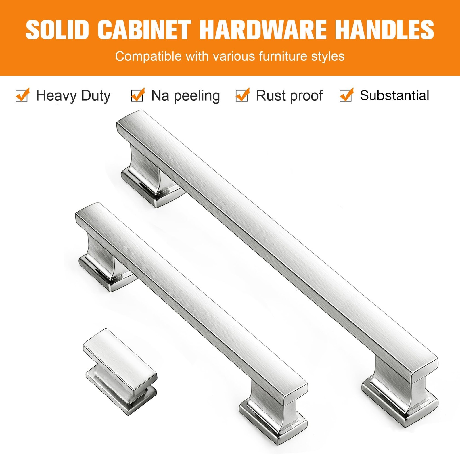 VEHCIL 20 Pack Square Cabinet Knobs Brushed Nickel, Single Hole Silver Kitche…