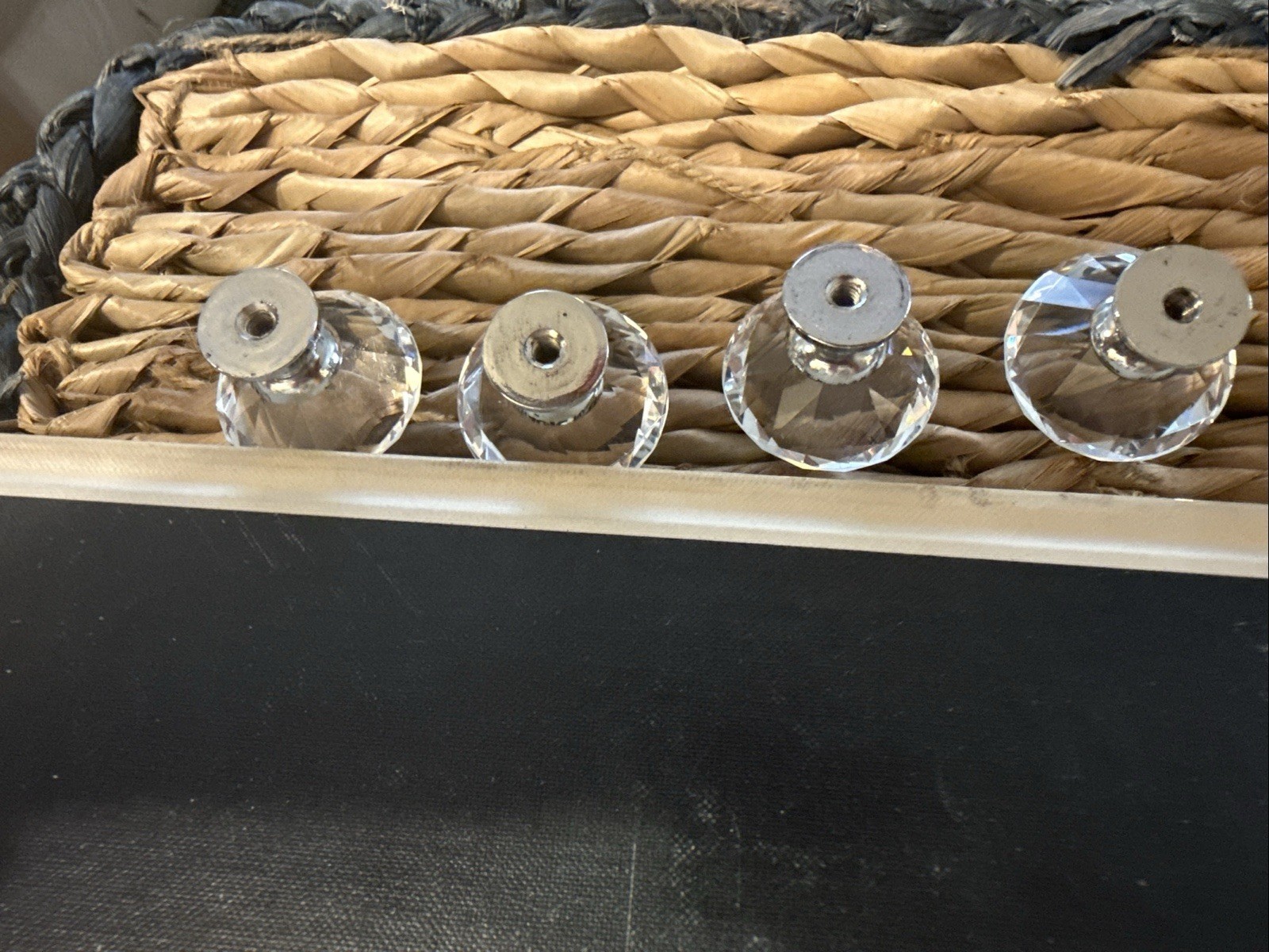 Lot of 4 Clear Crystal Glass Drawer,or Cabinet Pulls or Knobs- 1”