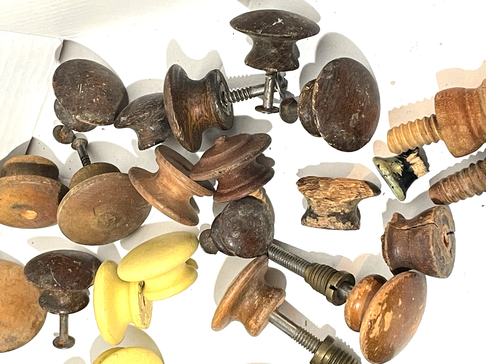 Vin. 1800’s~1920’s Salvaged Lot 52 Round, Square & Odd Wooden Drawer Pull Knobs