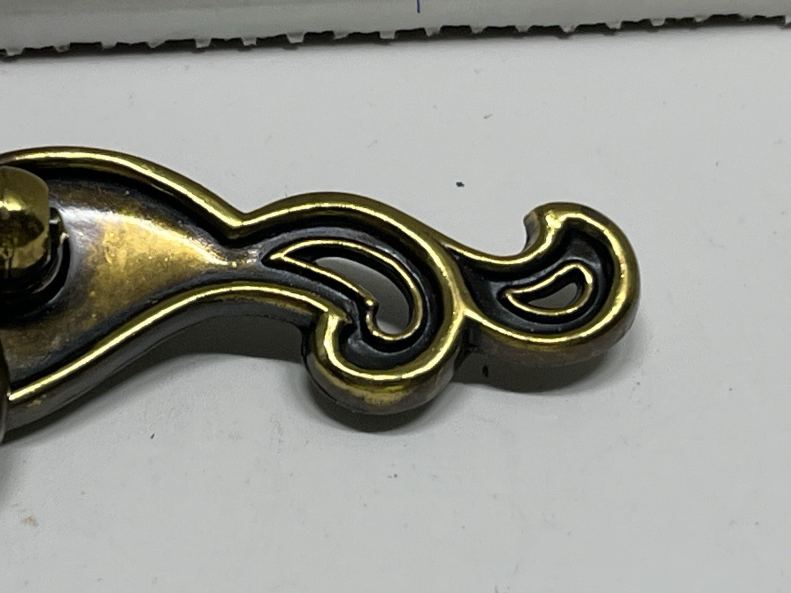 Vintage NOS KBC Heavy Antique Brass Ornate Scrollwork Drop Bail Pull