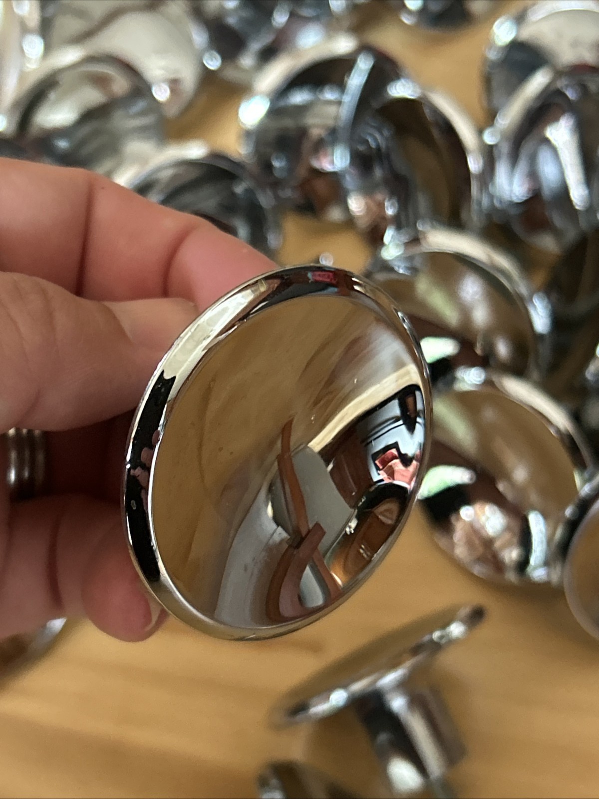 42 Vintage 1960s AJAX Chrome Beveled Concave 2″ Round MCM Pull Knobs
