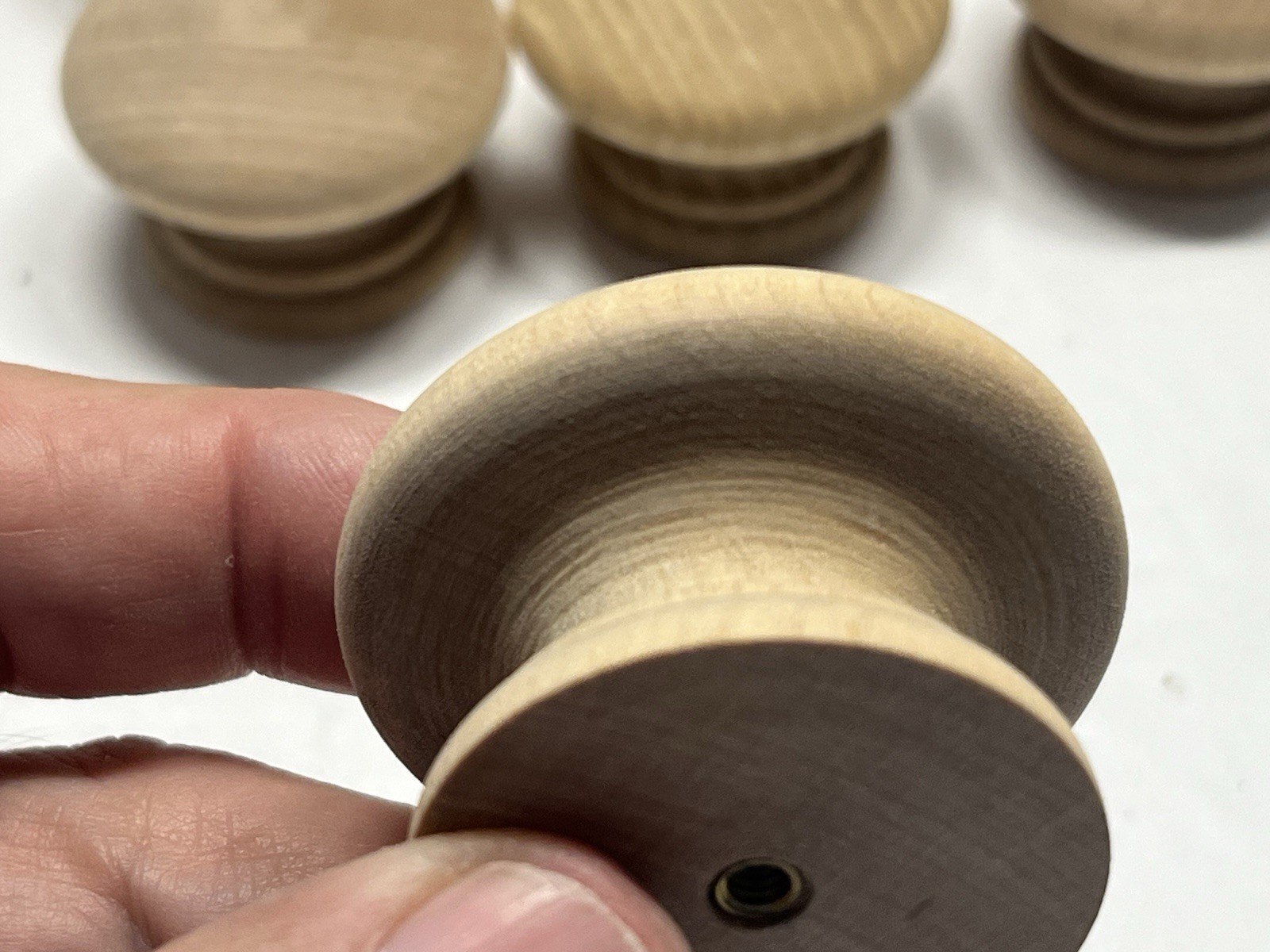 Vintage Lot (12) NOS Round Natural/Unfinished Fixed Wood Drawer/Cabinet Knobs