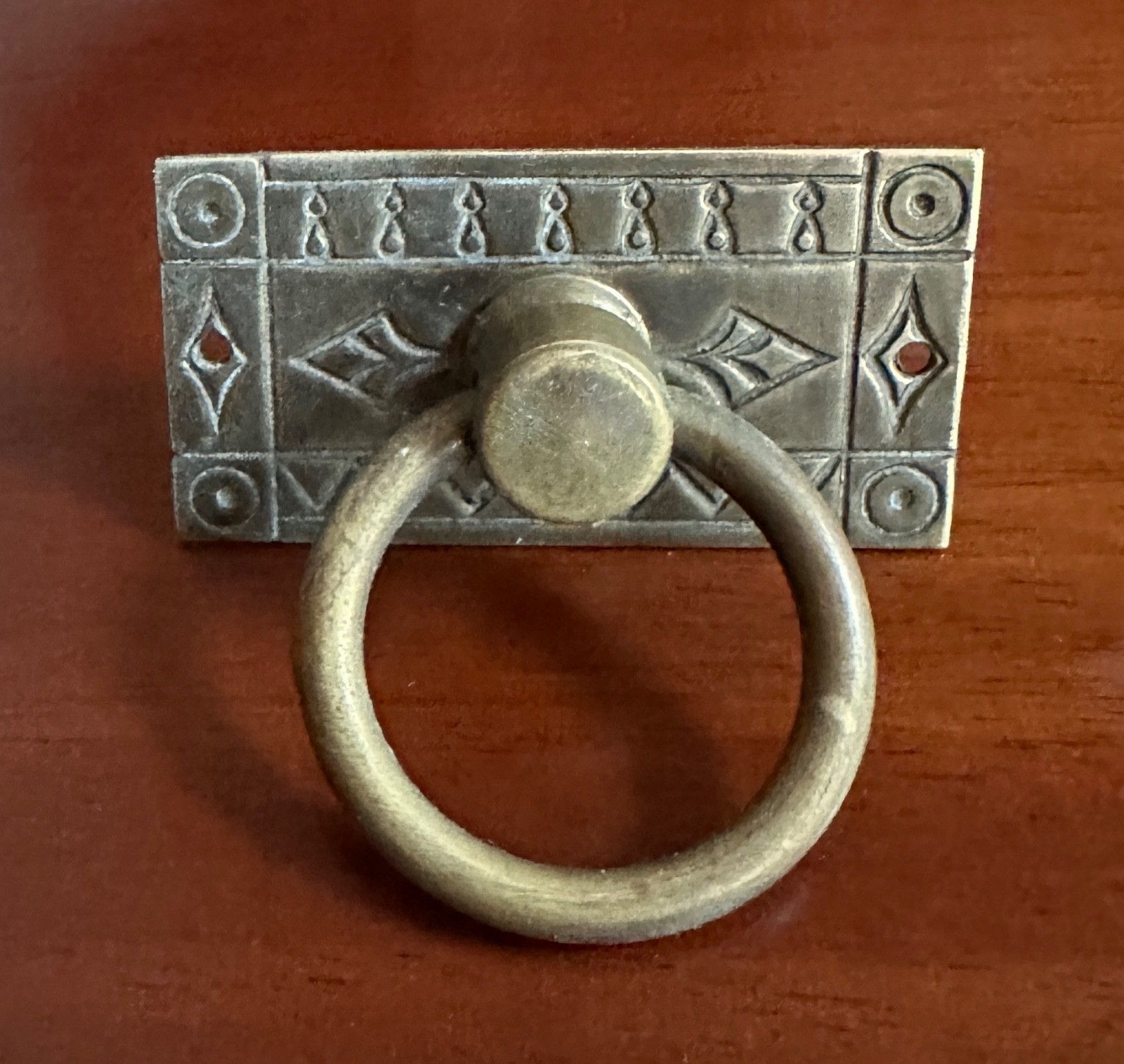 Vintage Eastlake Solid Brass Dresser Drawer, Cabinet, Desk Drop Ring Pull