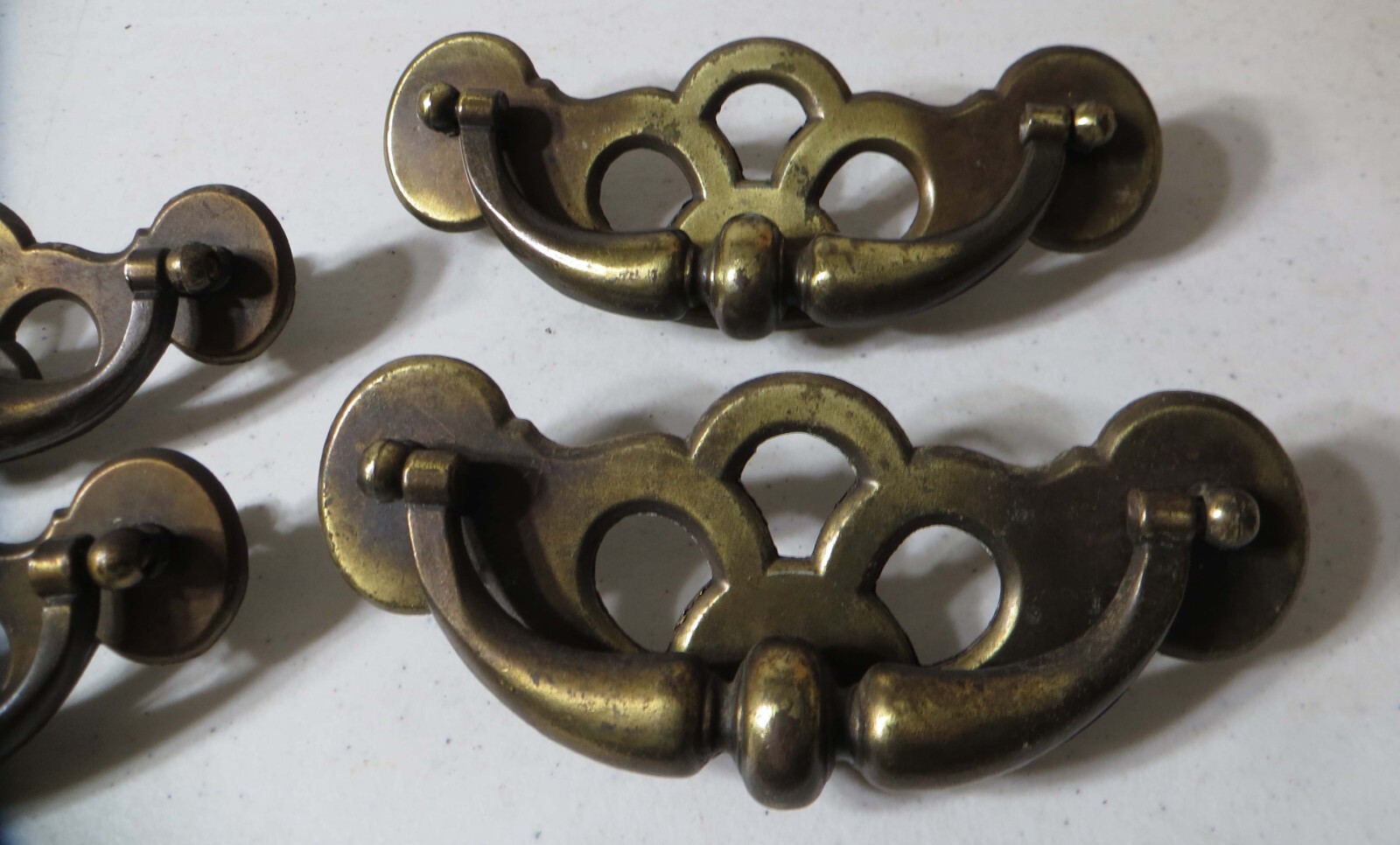 Vintage Drawer Pull Lot Zinc with Light Brushed Brass Plating