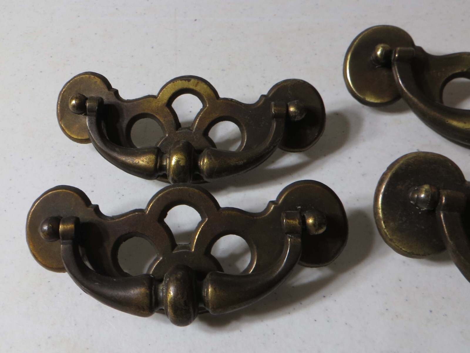 Vintage Drawer Pull Lot Zinc with Light Brushed Brass Plating