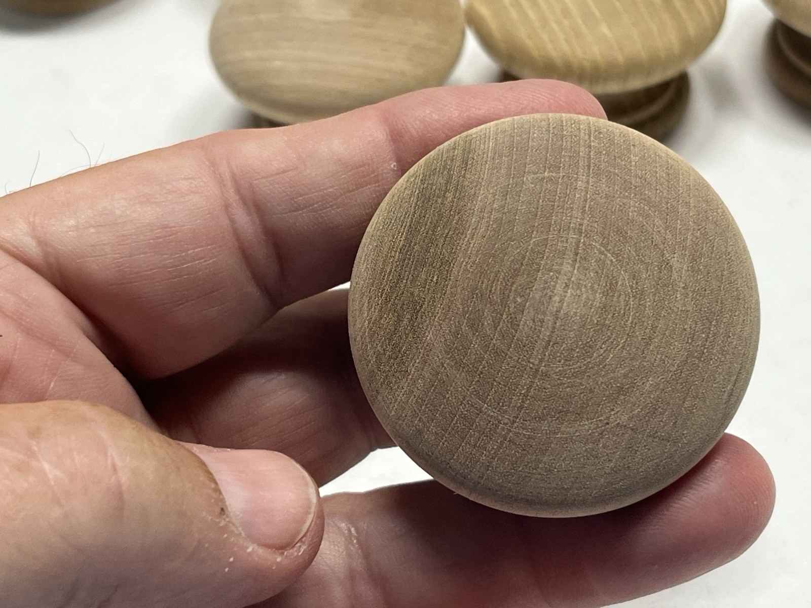 Vintage Lot (12) NOS Round Natural/Unfinished Fixed Wood Drawer/Cabinet Knobs
