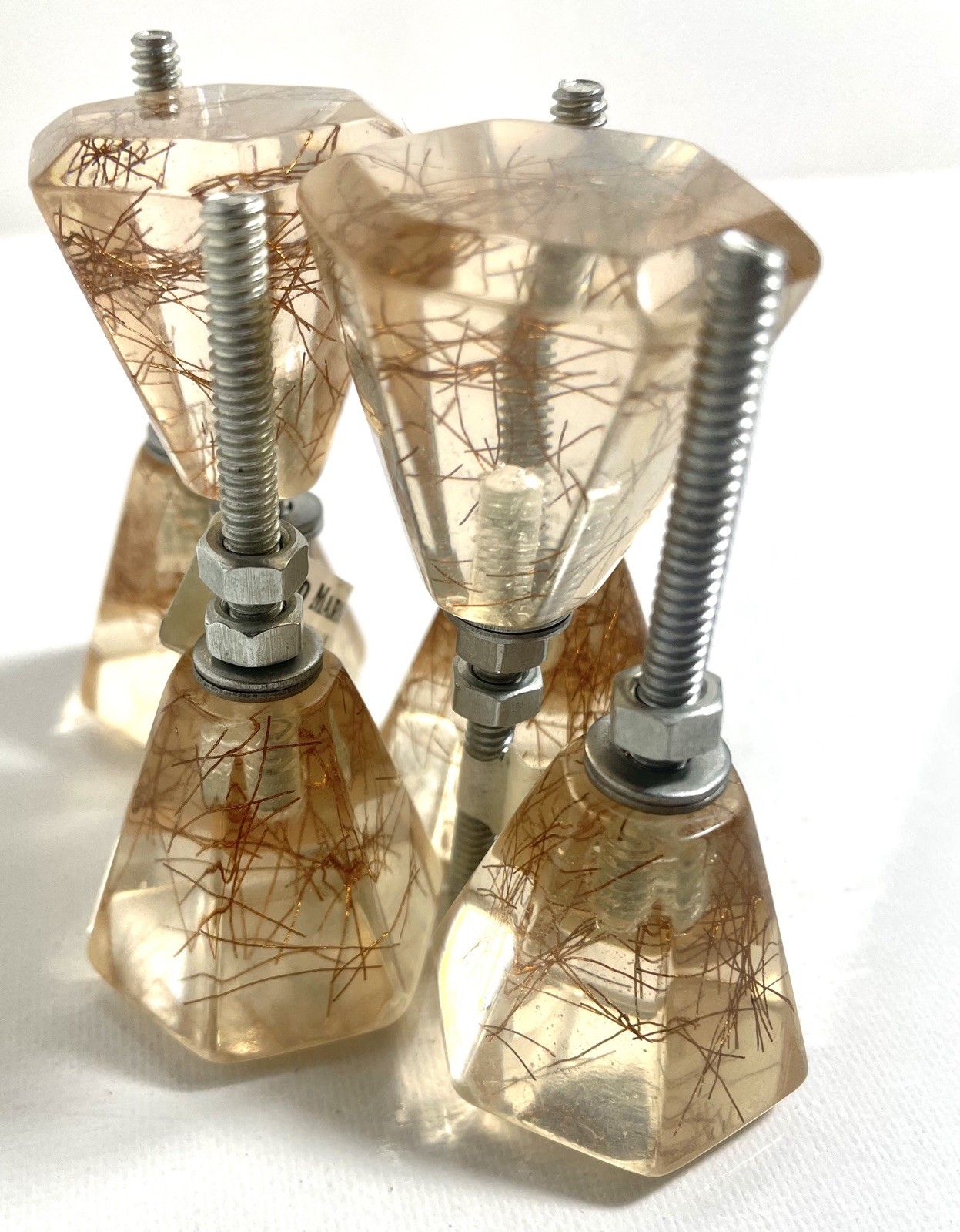 6 World Market clear Resin/Acrylic Copper threads hexagonal cabinet knobs,Pulls