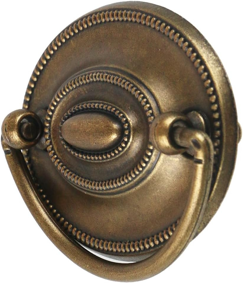 4 Pcs Furniture Dresser Pull, Antique Brass Bail Drawer Pull Oval Drop