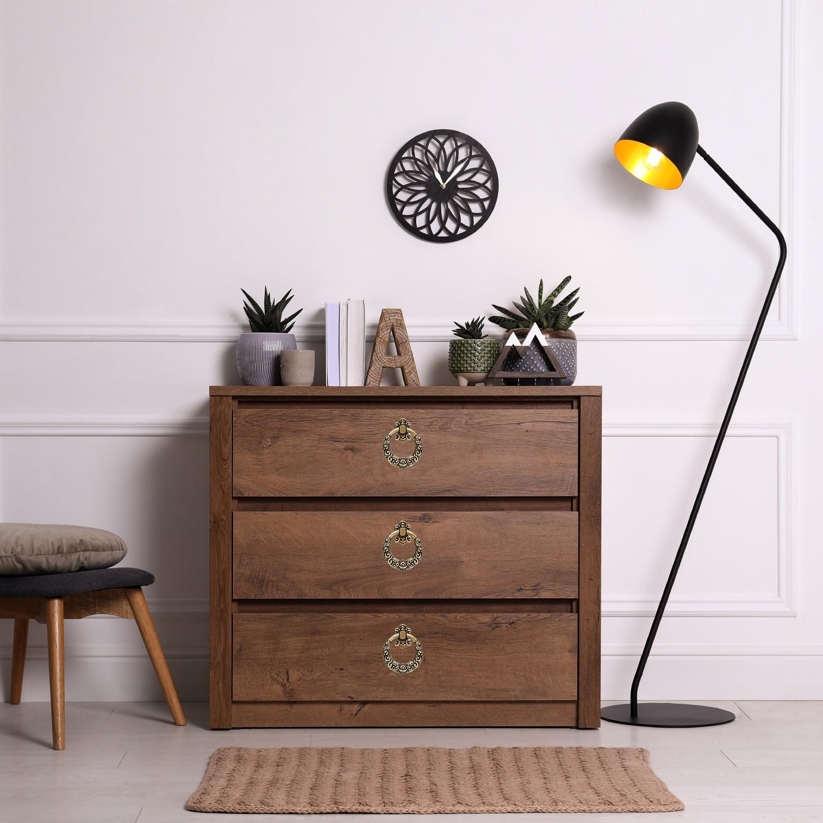 uxcell 2 Sets Vintage Ring Drawer Pulls Retro Dresser Knobs Bronze