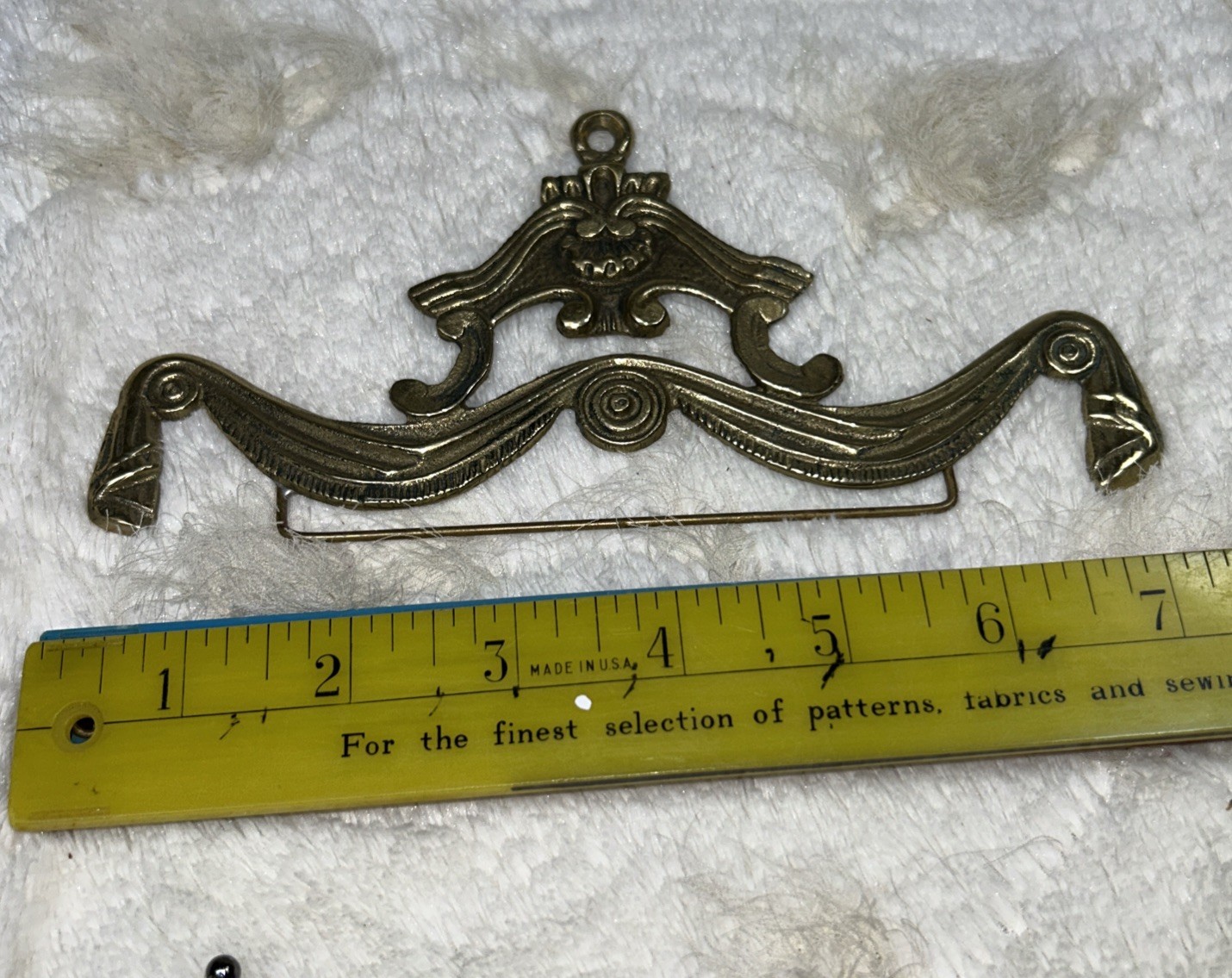 Vintage Cast Brass Bell Pull, Hardware, Furniture Embellishment 7”
