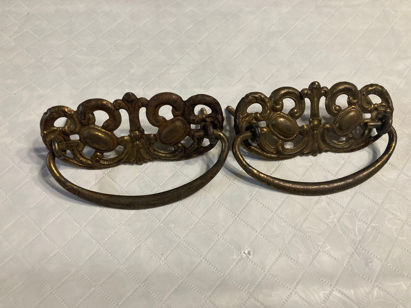Lot 7 Antique Bail Drop Drawer Pulls Plus Parts