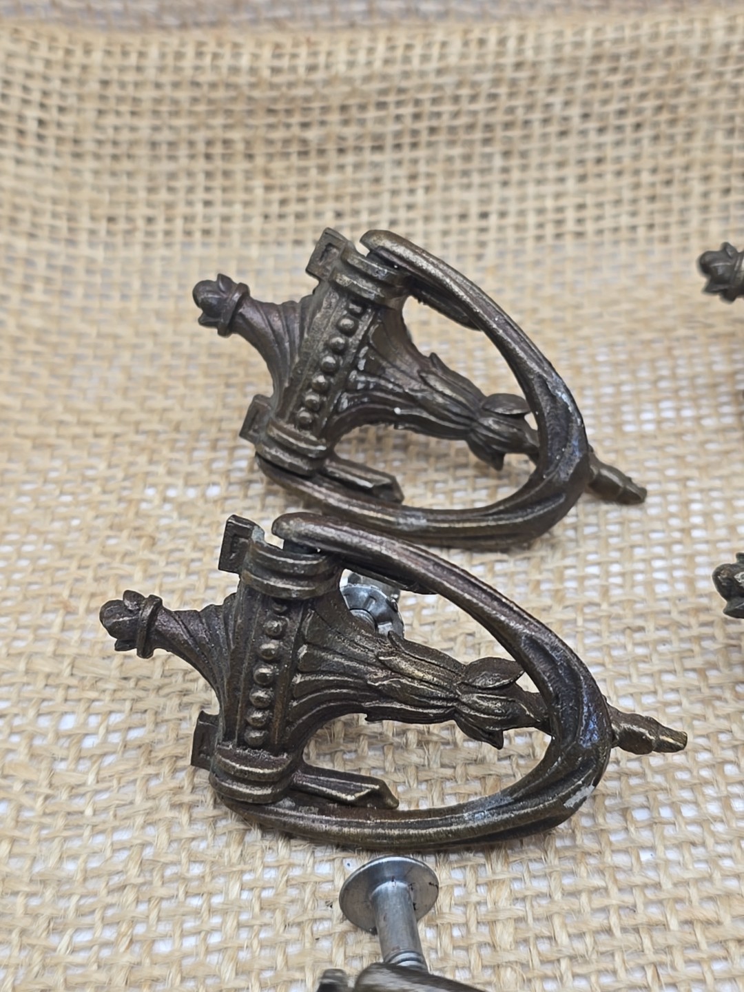 7 Vintage Brass Door Knocker Drawer Pulls Cabinet Handles