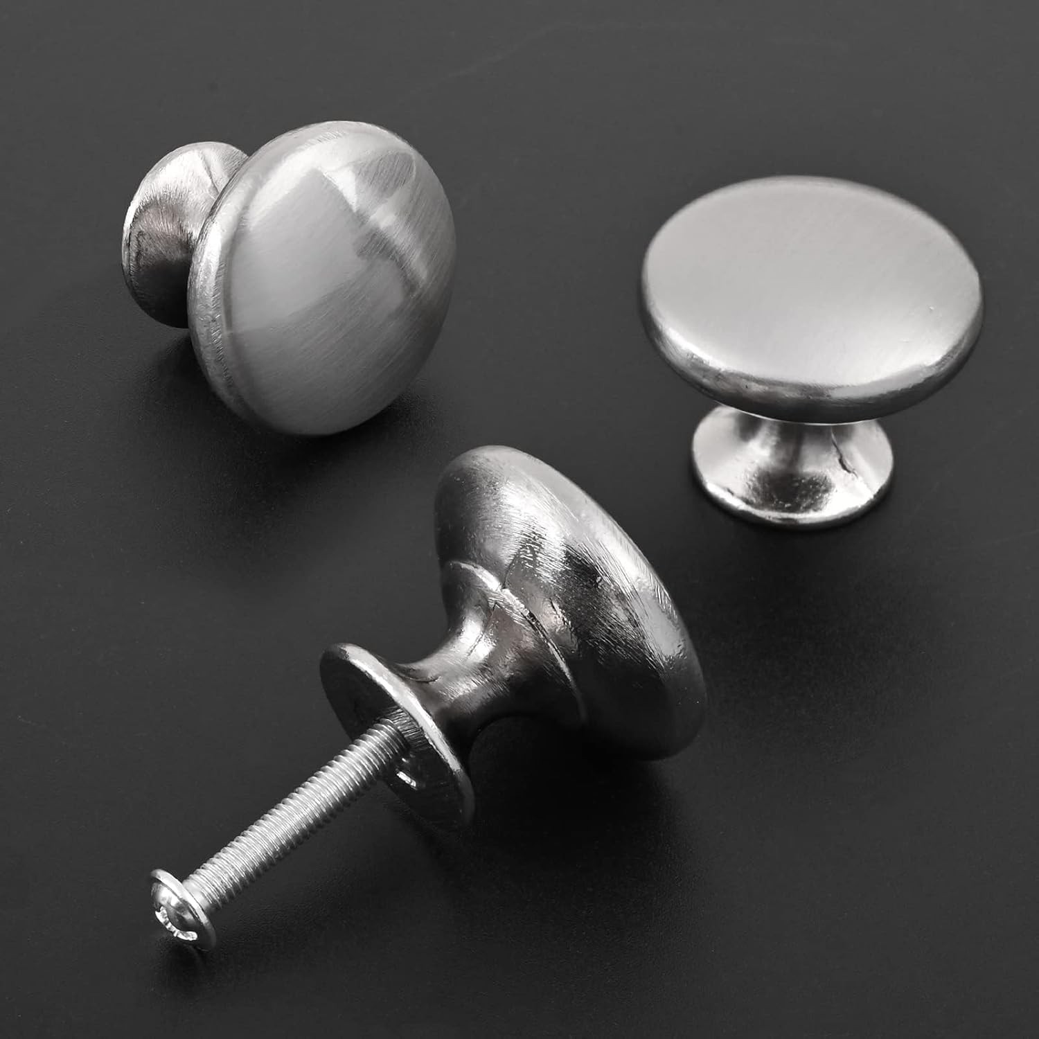 4Pcs Brushed Nickel Round Cabinet Knobs 30mm Furniture Pulls