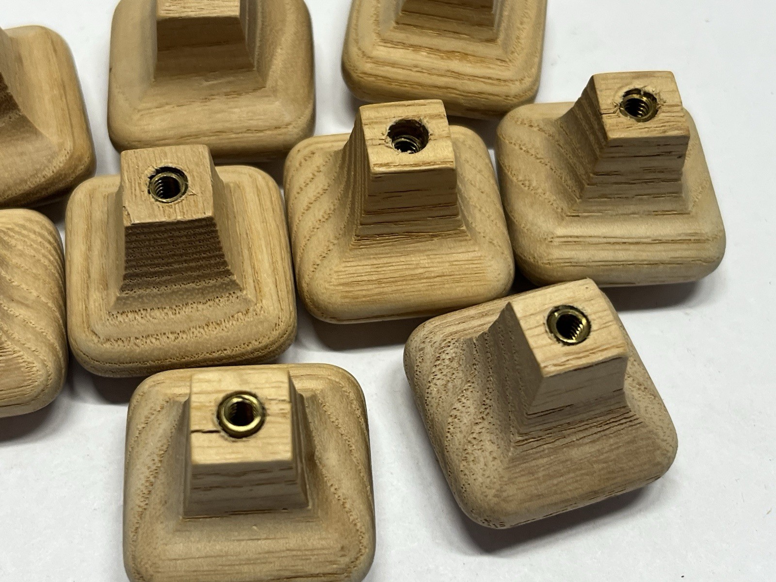 Vintage Lot (9) NOS Square Natural/Unfunished Fixed Wood Drawer/Cabinet Knobs
