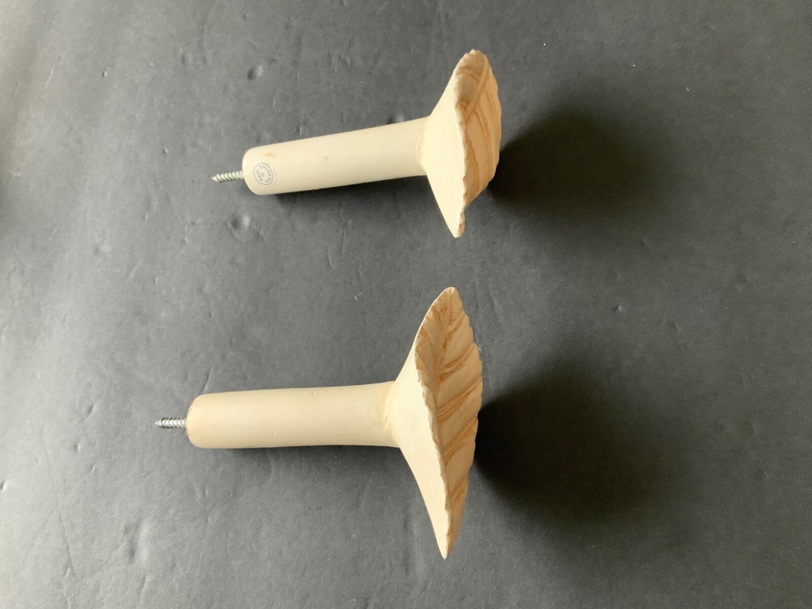 Set of Antique Painted Bin Dresser Drawer Pulls lot of 6 (4 gold 2 white)