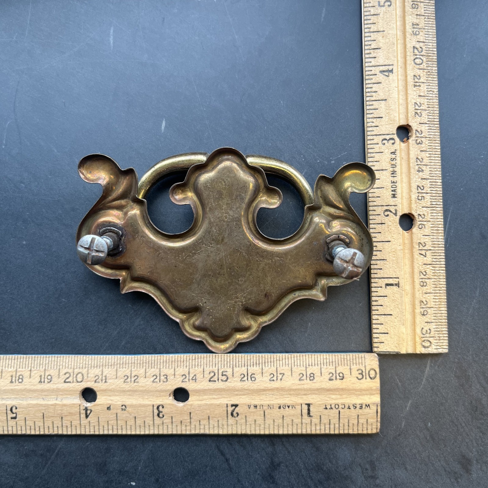 Set of 4 Vintage Brass Chippendale Batwing Drawer Pulls Bail Handles Salvaged