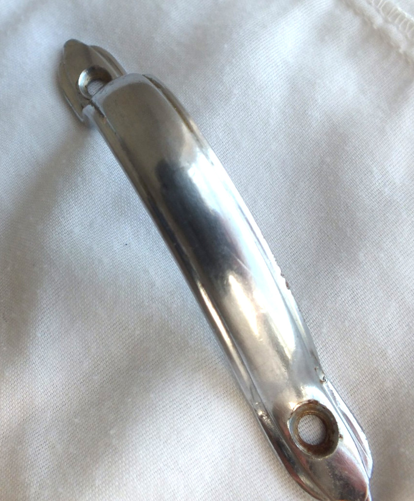 9 vintage metal pressed steel drawer door pulls handles convex 4.25″ ribbed edge