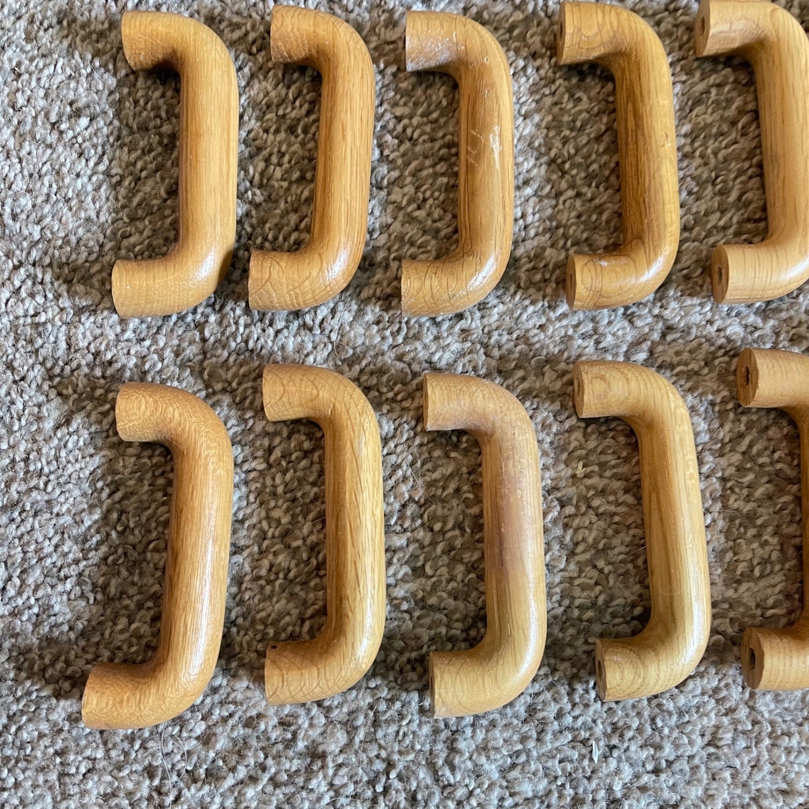 VTG Lot of 32 Wooden Drawer Handle Pull Tan Orange Color Cottage Natural Oak 3.5