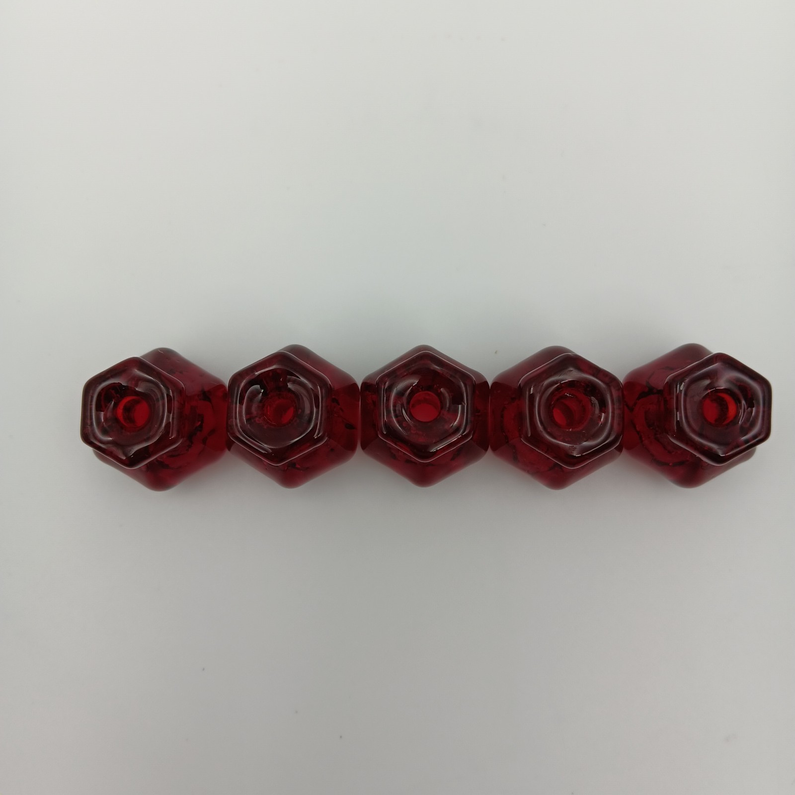 Set Of 5 Ruby Red Glass Drawer Pulls Cabinet Knobs Handles 1″ Wide Vintage Style
