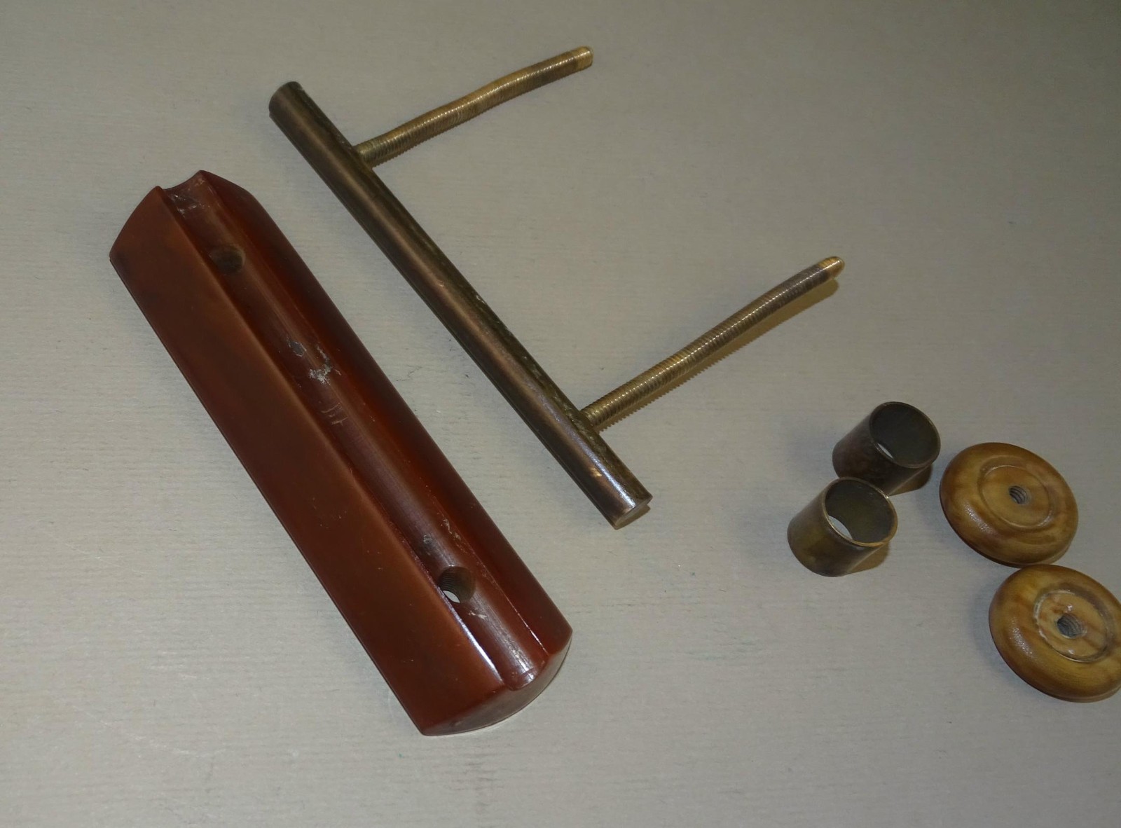 3 Old Vintage Art Deco Bakelite Marbled Brown Drawer Pulls Cabinet Handles