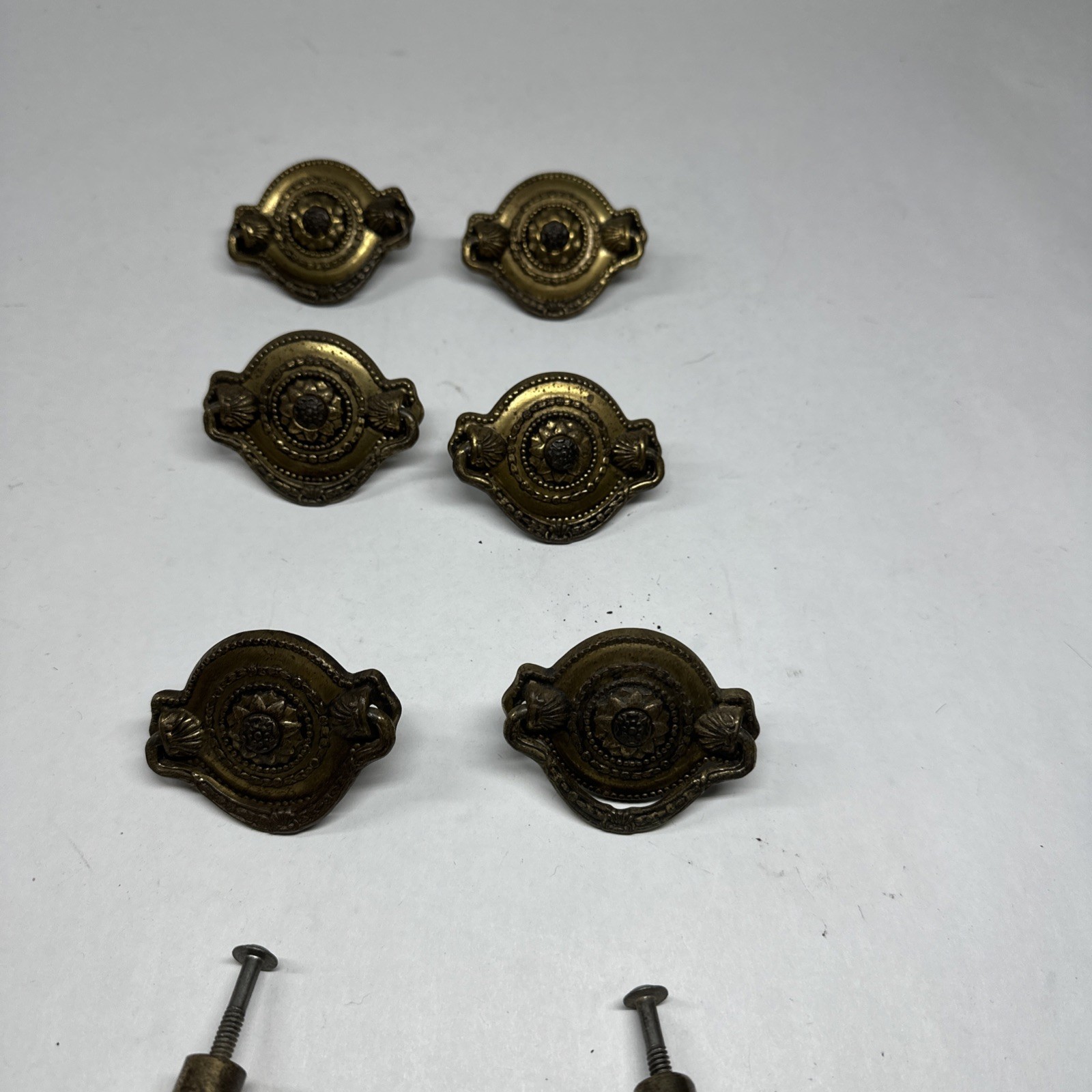 Vintage Metal Drawer Pull Drop Handle Set Of 8