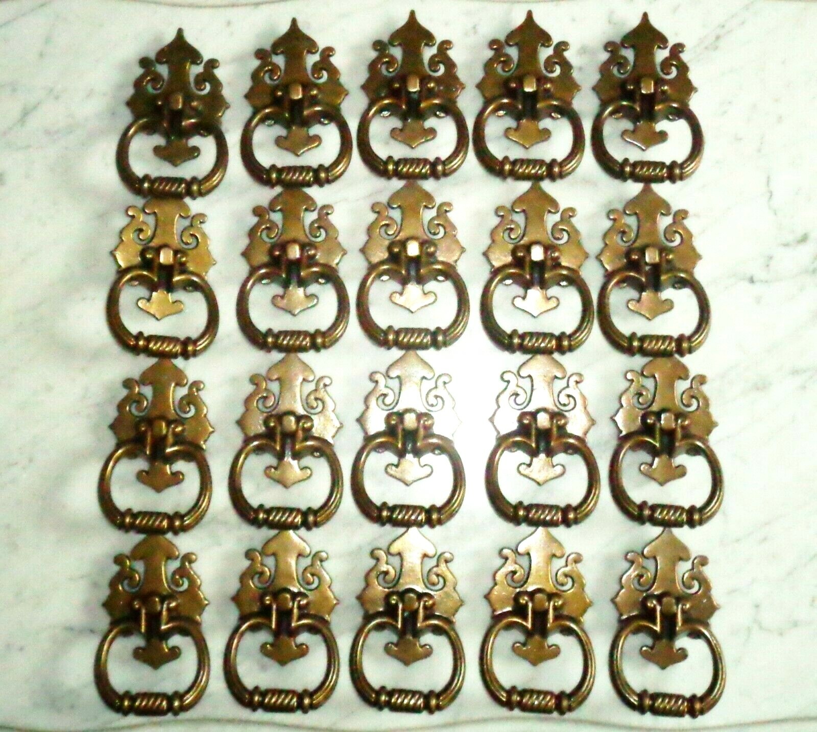 National Lock Co Spade Tip Colonial Drop Ring Bail Drawer Pulls 4 5/8 Set of 20