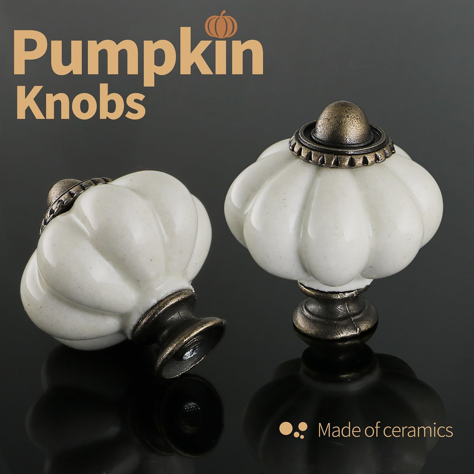 Zernmiarder Antique White Pumpkin Knobs 6 Pack 1-3/8 Inch,