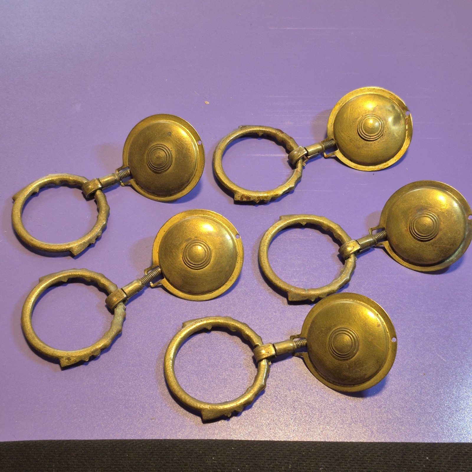 Set Of 5 Keeler Brass Company ? KBC Brass Drawer Cabinet Drop Ring Pulls CB09
