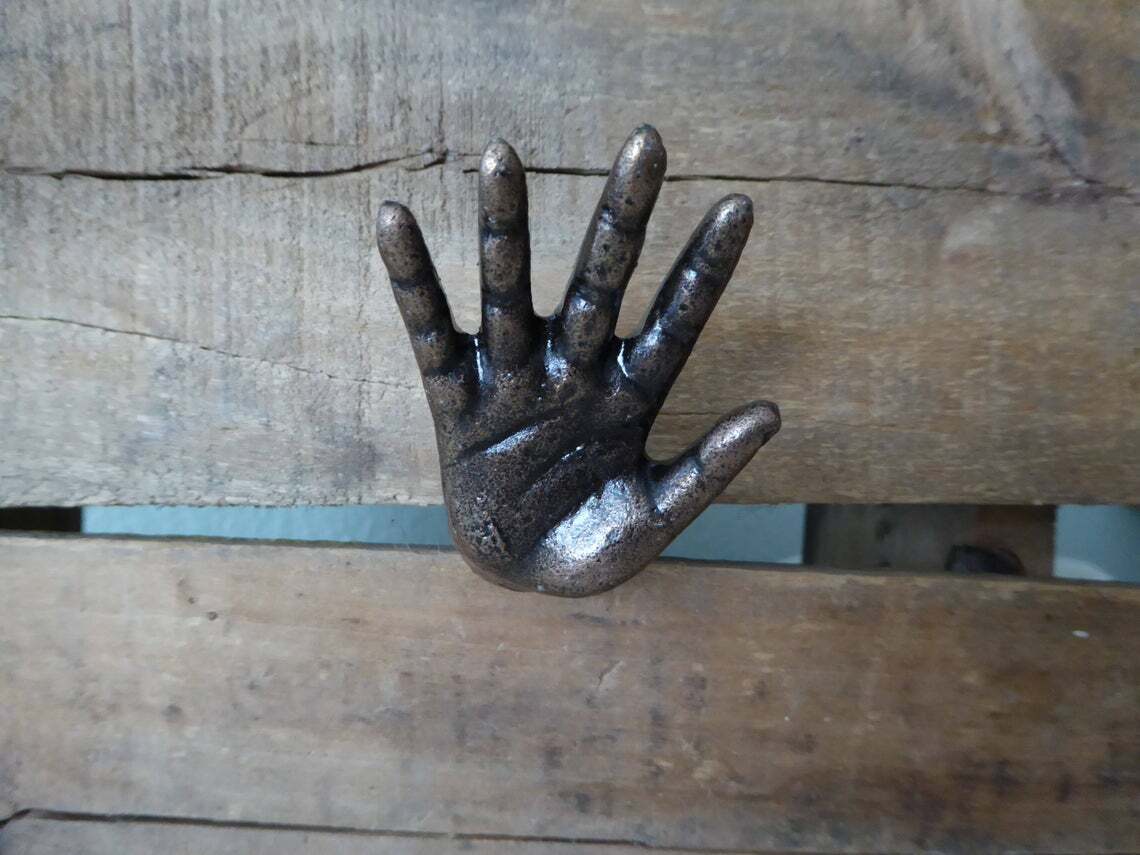 Antique Metal Drawer Pulls Handle Hand High Five Cabinets Door Knobs