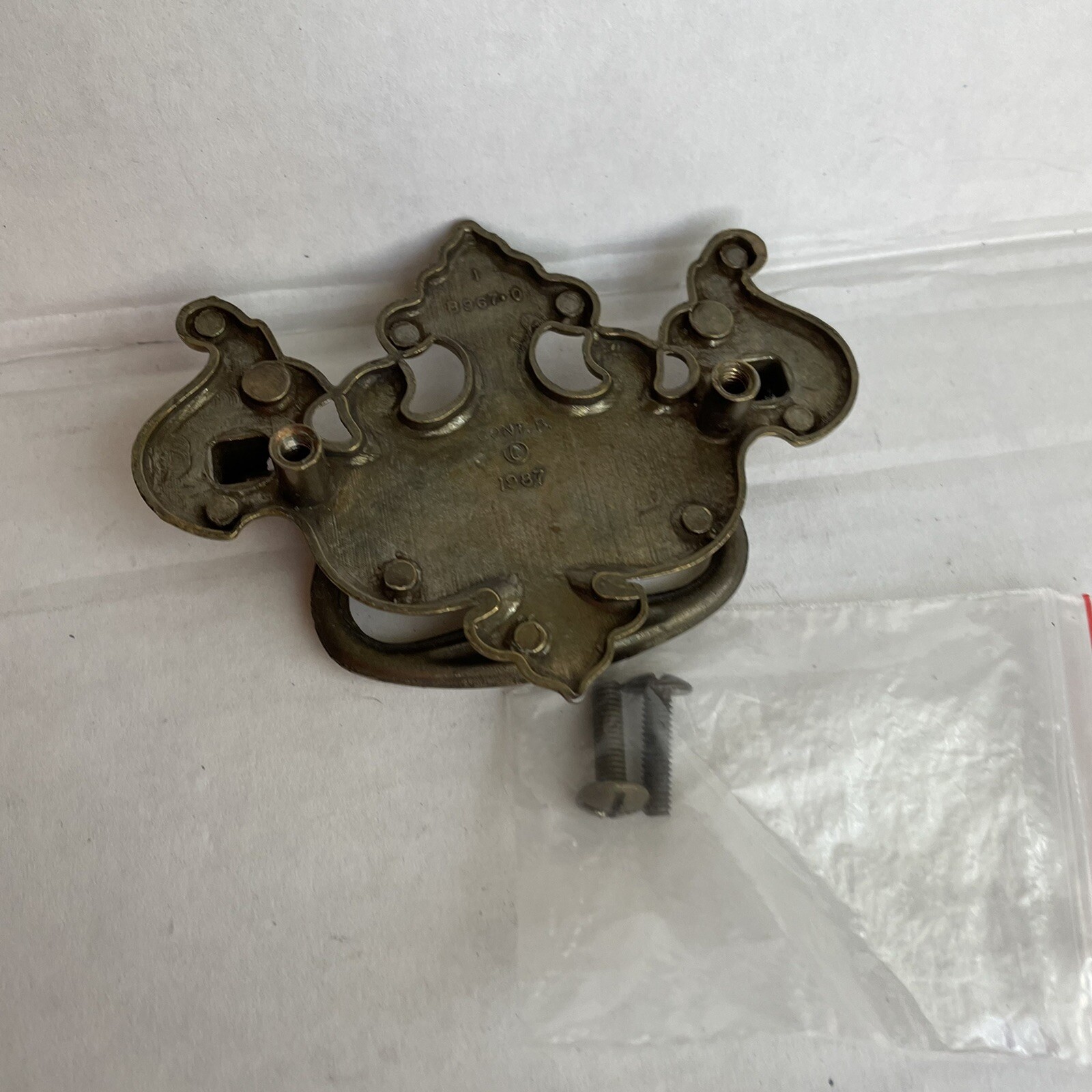 Vtg Cont B 1987 Drop Bail Drawer Pull Handle B9670 Shiny Brass 4” Center 2.5”