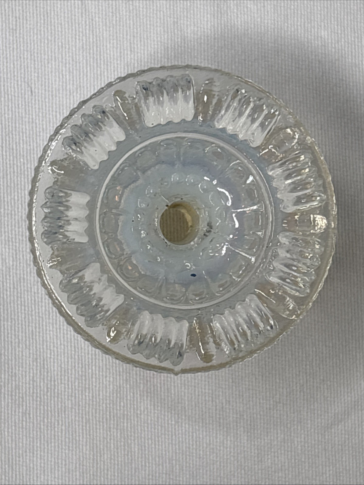 2 Antique Boston Sandwich Glass Floral Clam Broth Drawer Pulls 2” Iridescent