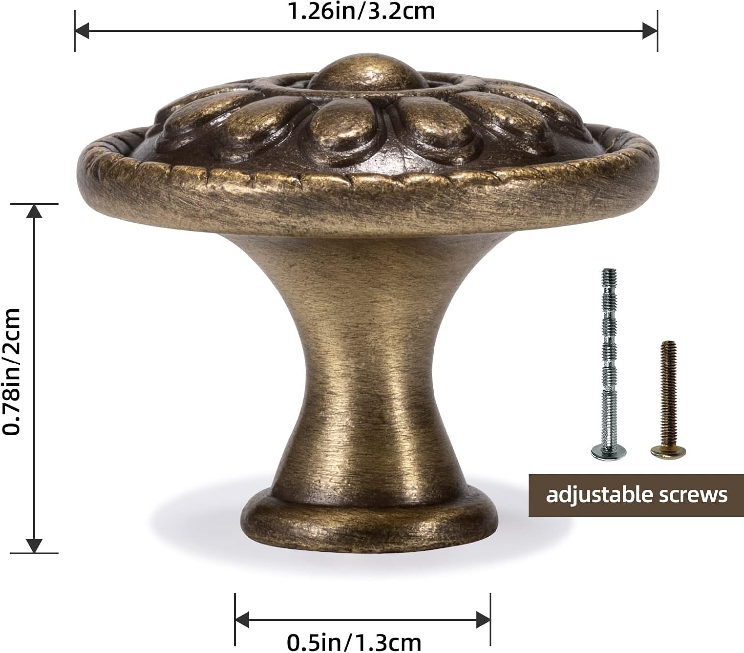 10 Pack Antique Brass Cabinet Knobs, Vintage Retro Drawer Knobs, Solid round …