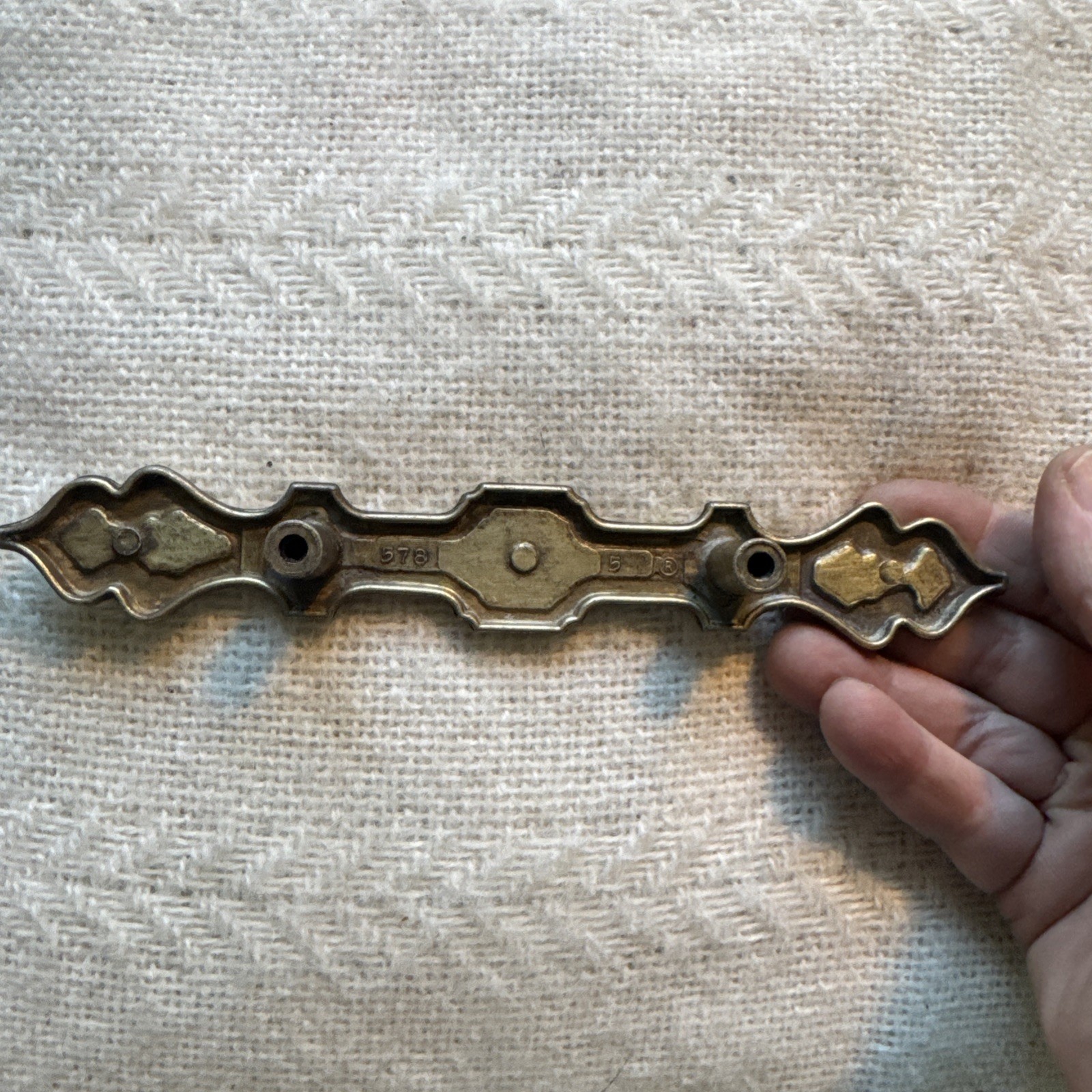 4 Antique Drawer Pull Handles (3″ Center) Brutalist Aged Vtg Hardware #578
