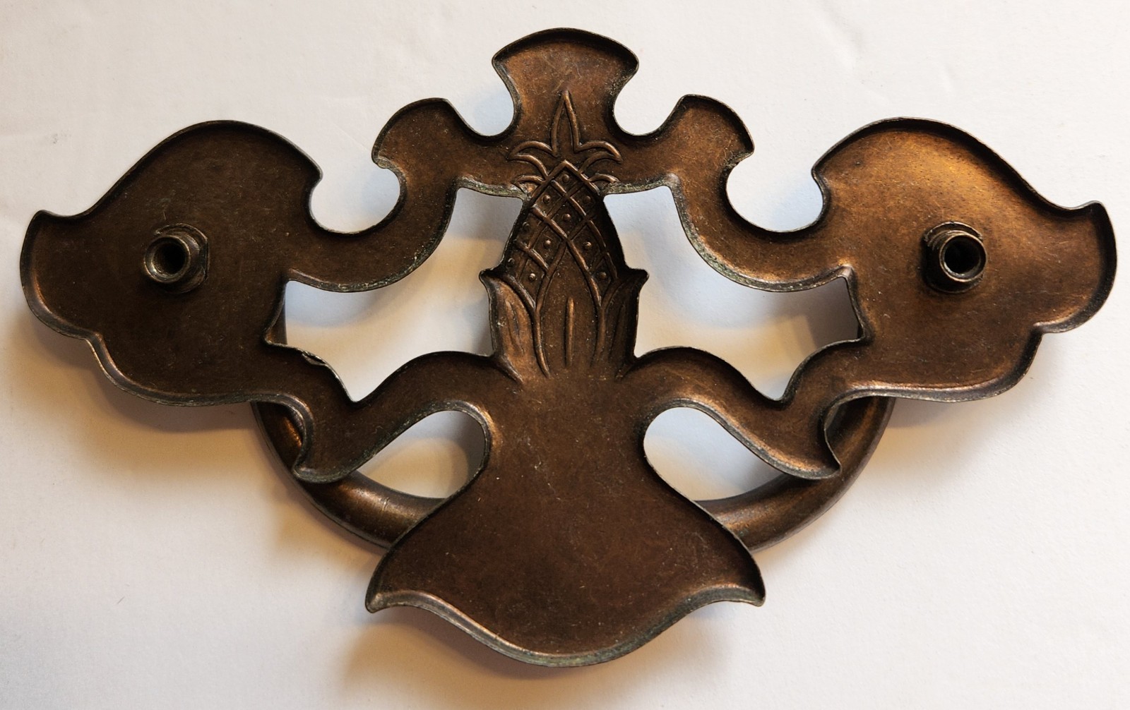 Vintage Chippendale Bat Wing Zinc/Brass Drop Bail Drawer Pull Handle 3.5″ Center