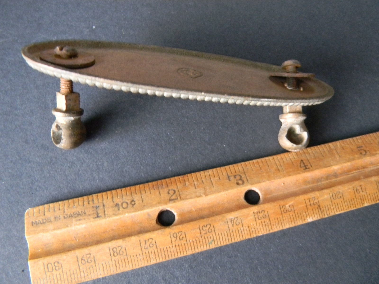 Vintage Antique Solid Brass Dresser Drawer Pull Back Plate Missing Handle