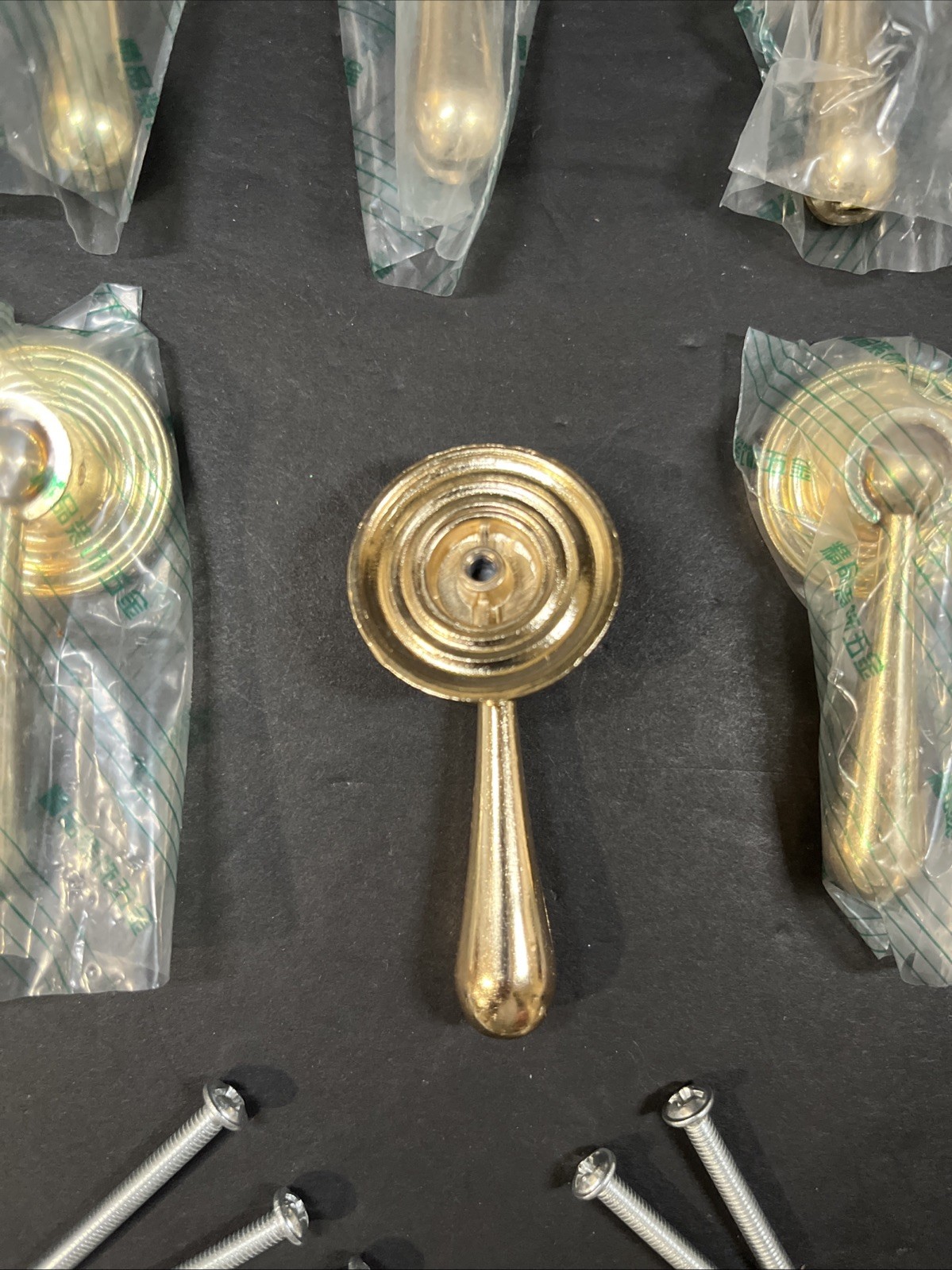 Gold Tone Tear Drop Or Pendant Drawer Pulls Set 6 Screws Classic Cabinet Dresser