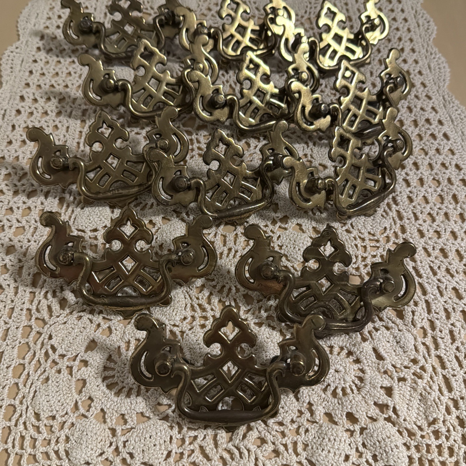1985 Vintage Brass Batwing Chippendale Drawer Handles Pulls 12 available or all