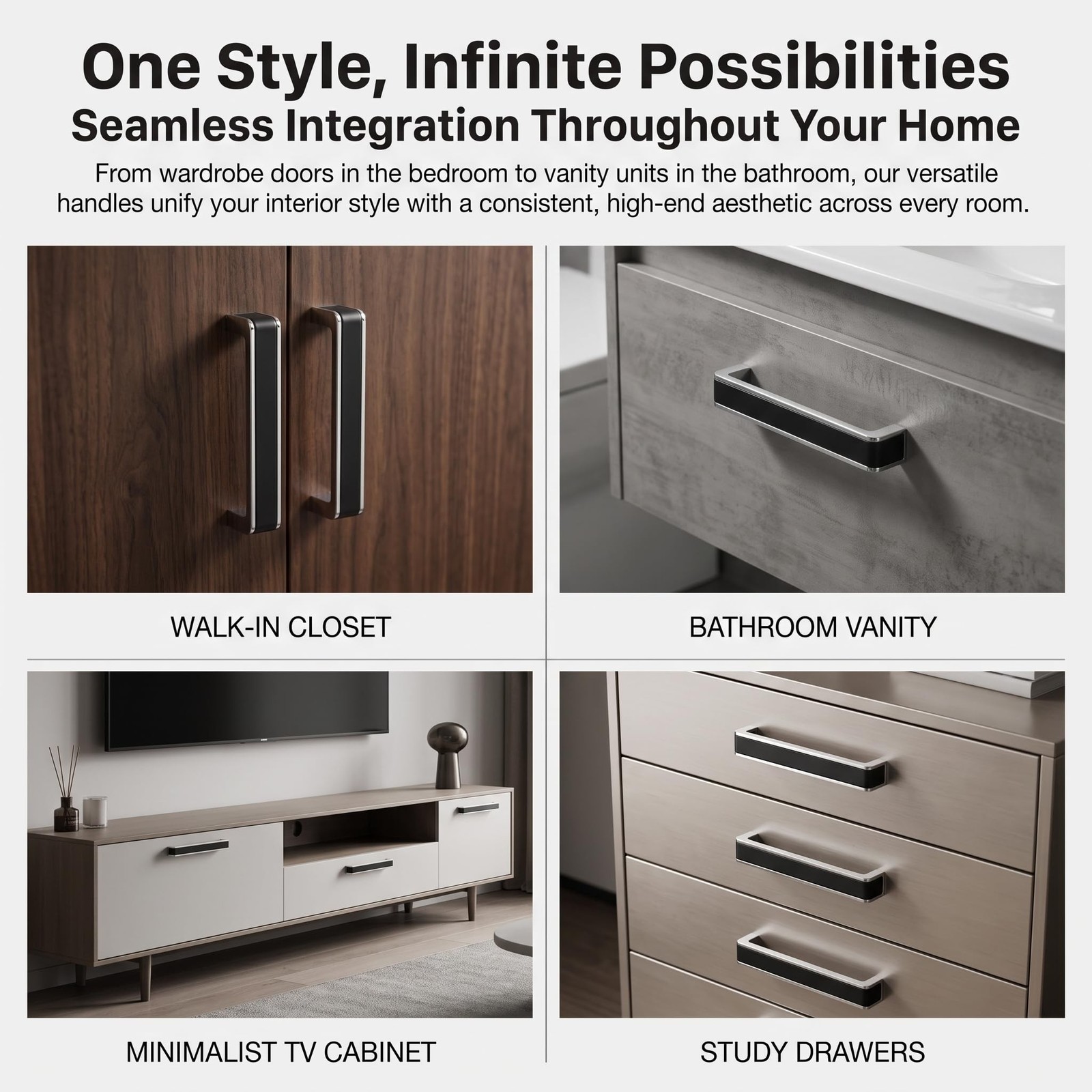 10 Pack Black Silver Cabinet Pulls, 5 Inch Hole Center | Drawer handles for k…